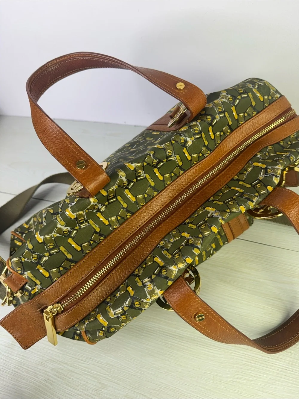 Tory Burch Green Chain duffle Bag with long strap